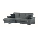 Divano con penisola reversibile in legno e tessuto Grigio GINEPRO 279x123x h60 cm