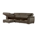 Divano con penisola reversibile in legno e tessuto Tortora GINEPRO 279x123x h60 cm