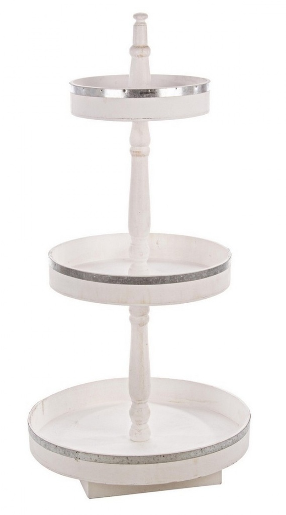 Espositore legno bianco 3 piani tondo cm 50 x 50 x 102