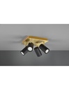 Faretto Marley Piastra Quadrata Oro 4 Spot Cilindrici Neri Orientabili Trio Lighting