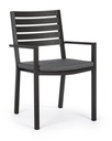 4x Sedia antracite con bracciolo e cuscino in alluminio stile industrial
