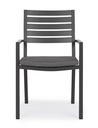 4x Sedia antracite con bracciolo e cuscino in alluminio stile industrial
