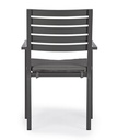 4x Sedia antracite con bracciolo e cuscino in alluminio stile industrial
