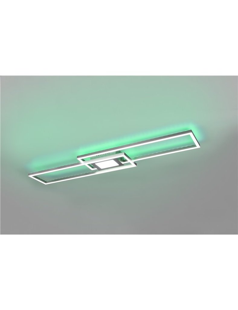 Ganado plafoniera led rettangolare acciaio retro-illuminata rgb con telecomando multifunzione l. 110cm Moderno LED