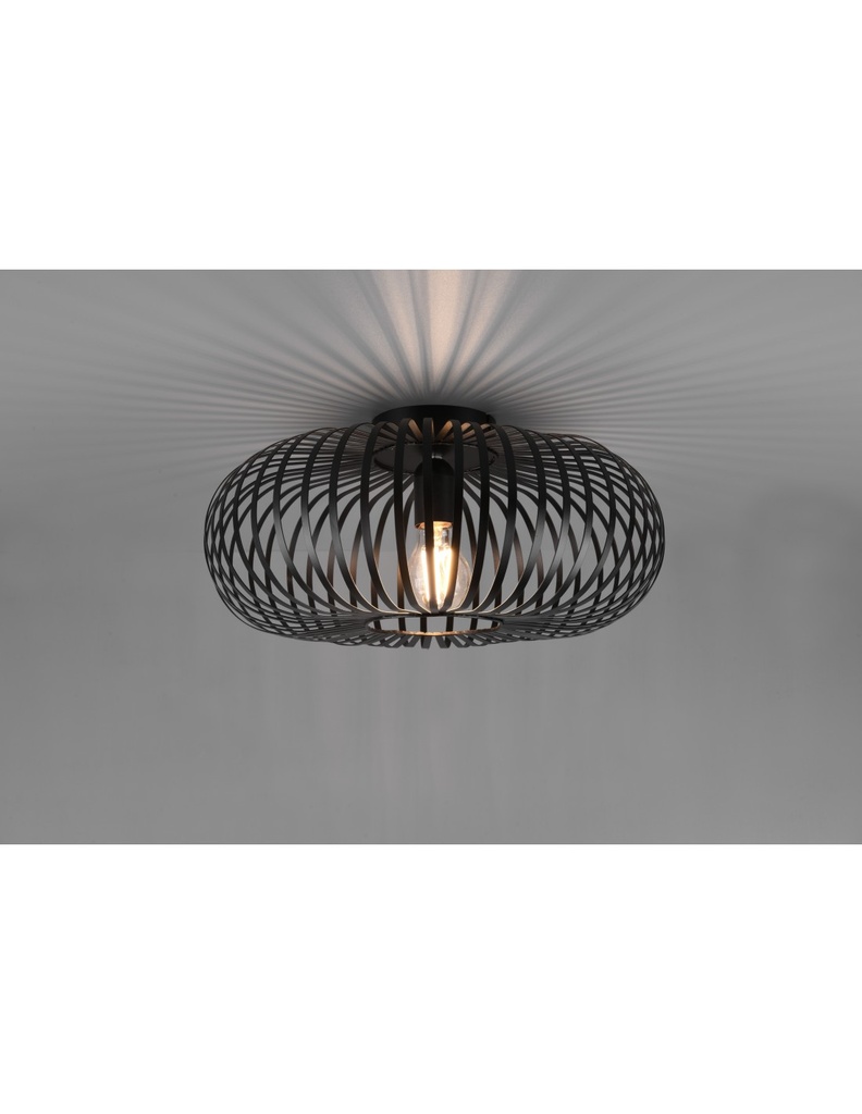 Lampada Da Soffitto Gabbia Metallica Ellissi Johann Nero Ø40 cm Trio Lighting