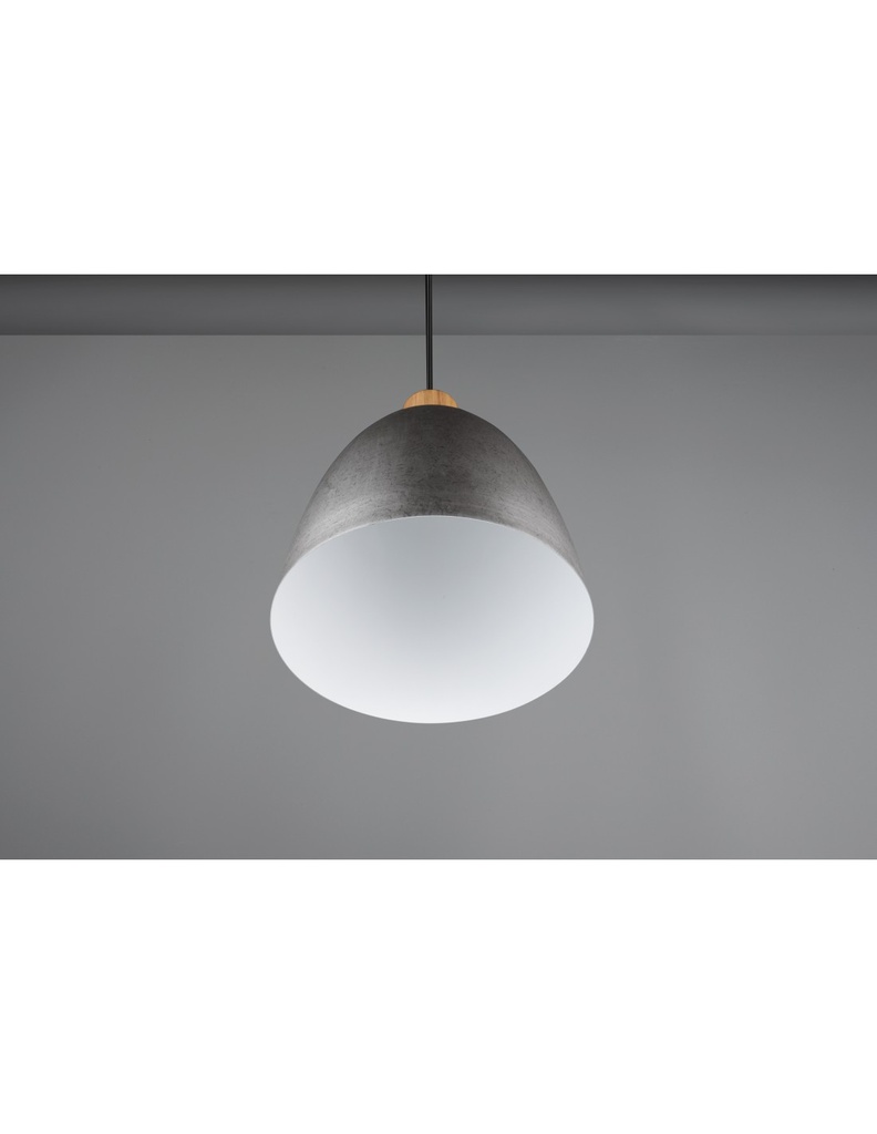 Lampada Sospensione Cucina Jagger Metallo Nichel Inserto Legno Trio Lighting