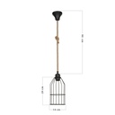 Lampada a sospensione Halat ASZ0549 in metallo nero e corda