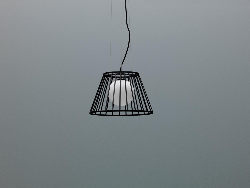 Lampada a sospesione in metallo con paralume nero D25/35xD20/35x120h cm