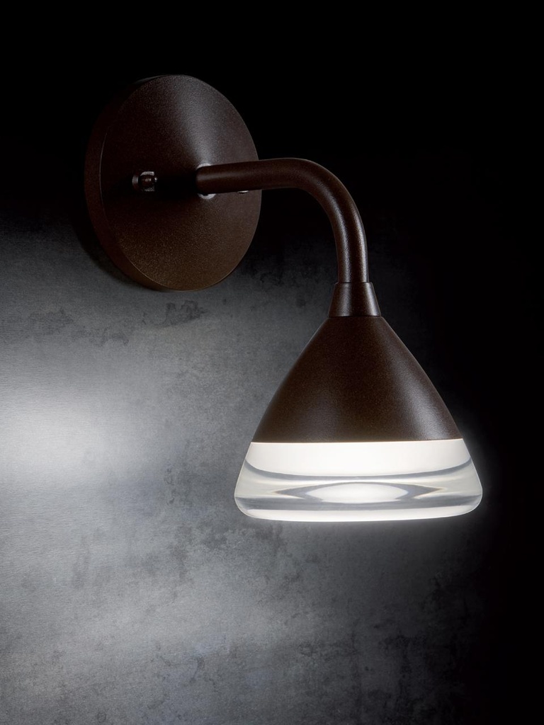Lampada da parete in alluminio pressofuso, diffusore in acrilico, 20W, 1800 lumen, luce calda tortora