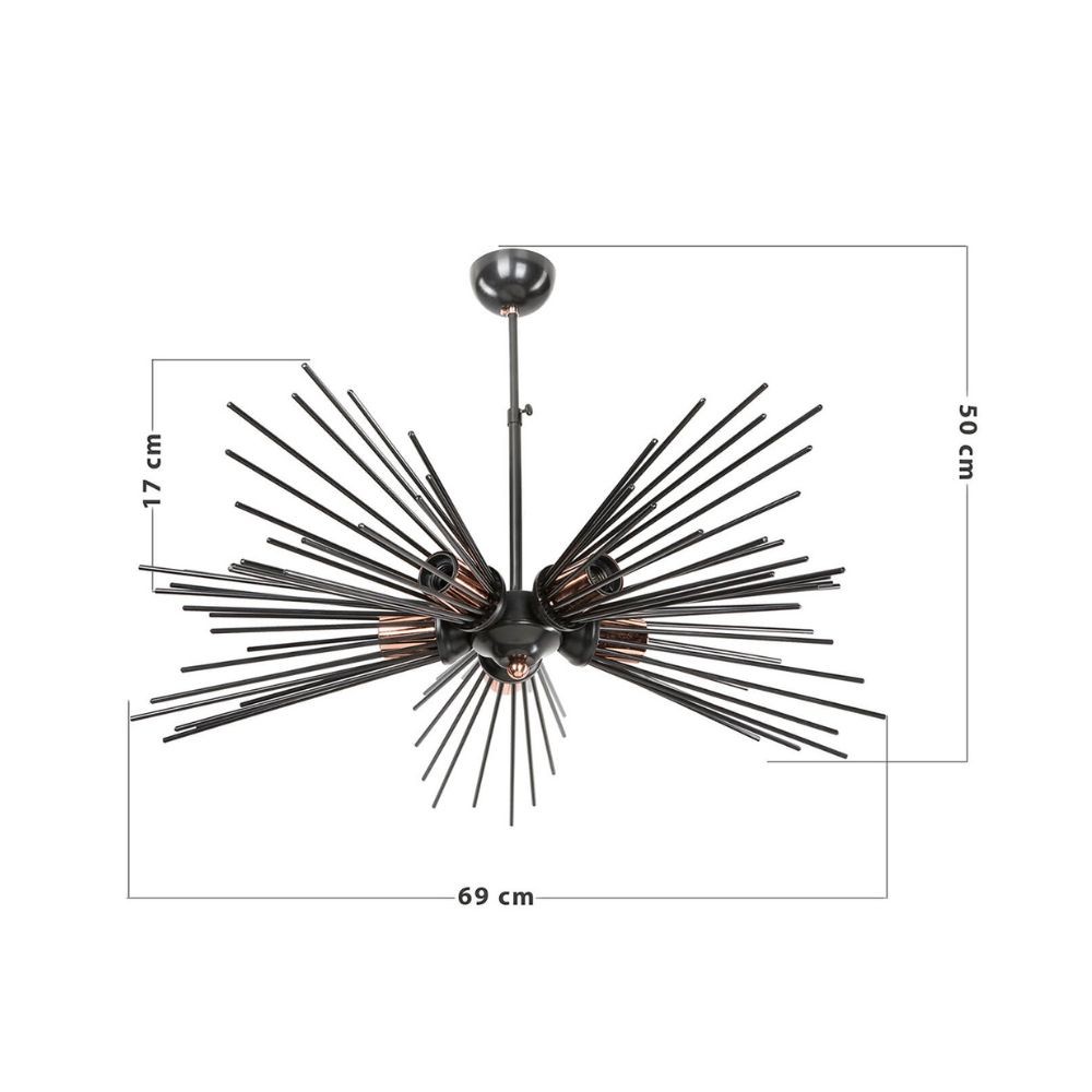 Lampada da soffitto a 5 luci Salem MDL3806 metallo nero