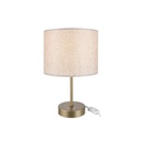 Lampada da tavolo Flora ASZ1496 con paralume cilindrico tessuto sabbia