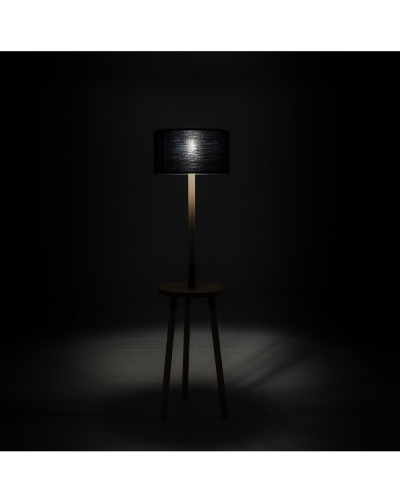 Lampada da terra Acrux in tessuto nero e legno STS