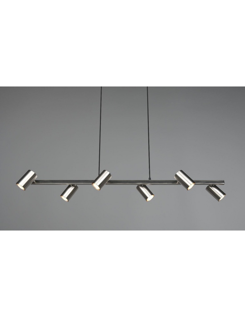 Lampadario 6 Faretti GU10 Orientabili Marley Nichel Trio Lighting