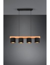 Lampadario Lineare Legno 4 Paralumi Nero Cameron Trio Lighting