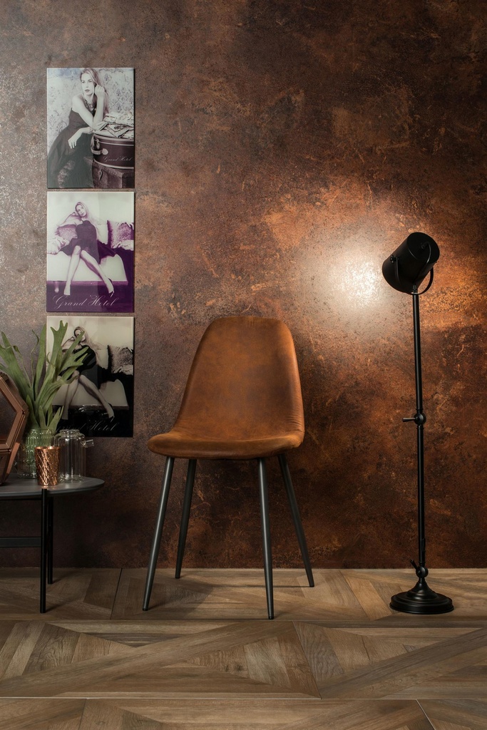 4x Sedia in similpelle con seduta marrone 44x50x84 cm