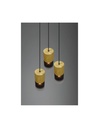Lampadario Rotondo 3 Luci Cilindro Ottone Vetro Fumé Robin Trio Lighting
