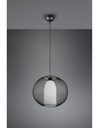 Lampadario Sospensione Diffusore Gabbia Tonda Metallica Nero Con Vetro Opale Filo Trio Lighting