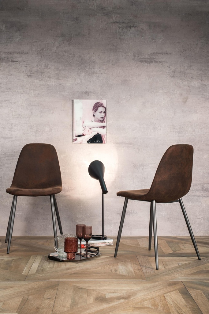 4x Sedia in similpelle vintage e seduta moka 44x50x84h cm