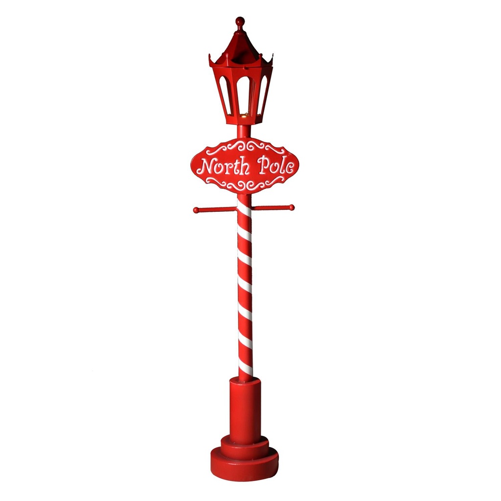 Lampione metallo led cartello polo nordrosso cm36x24h152