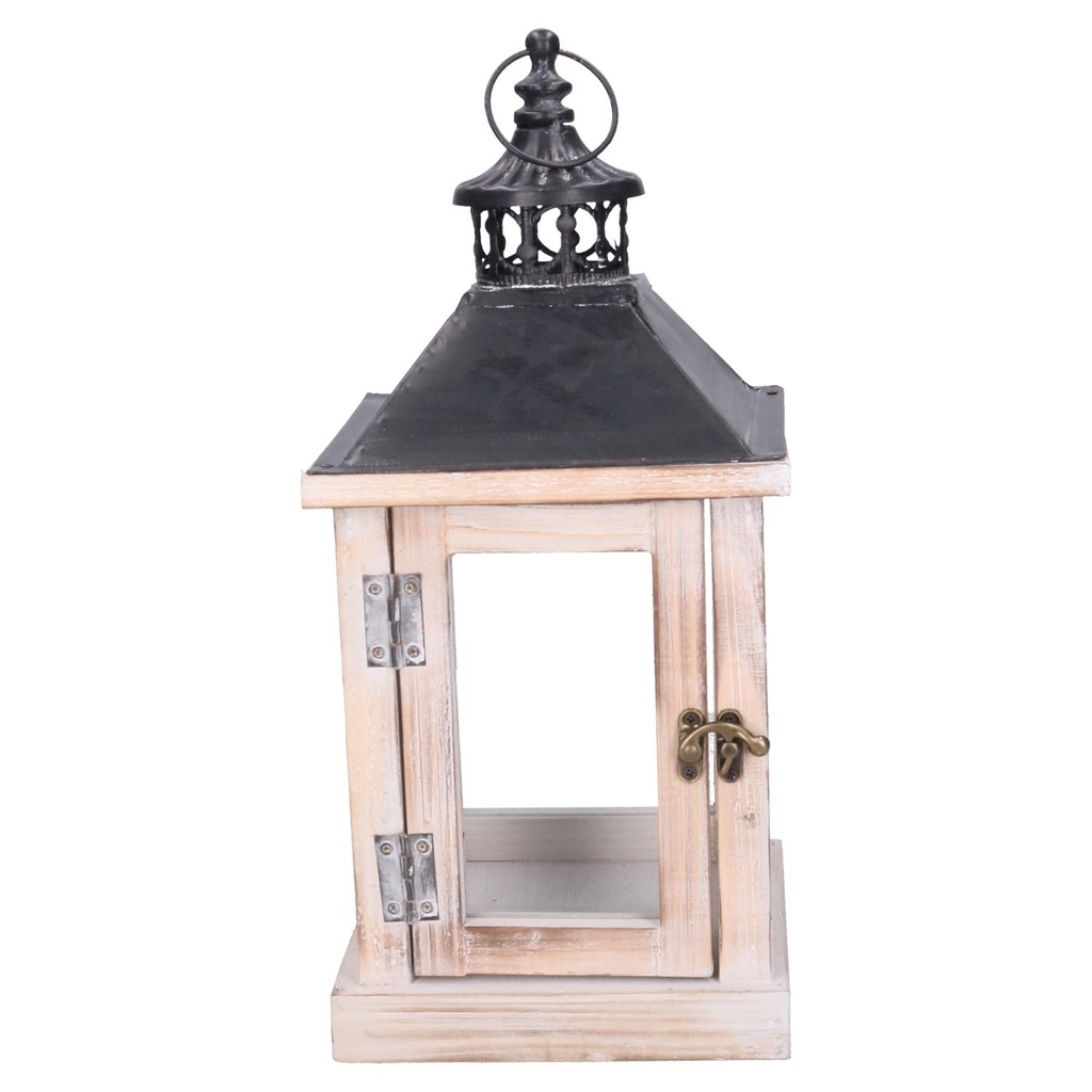 Lanterna legno sbiancato rettangolare cm17x17h37
