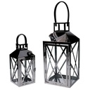 Lanterna metallo 1-2 argento quadro cm19x19h42