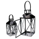 Lanterna metallo 1-2 argento quadro cm19x19h42