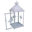 Lanterna metallo 1-2 bianco opaco dorato quadro cm22x22h51