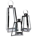 Lanterna metallo 1-3 argento quadro cm20,5x20h47
