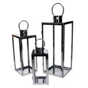 Lanterna metallo 1-3 argento quadro cm21x20,3h52,5