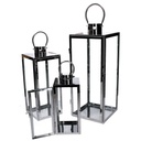 Lanterna metallo 1-3 argento quadro cm21x20,3h52,5