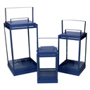 Metal lantern 1-3 blue 18x18h36.3-42.5 cm