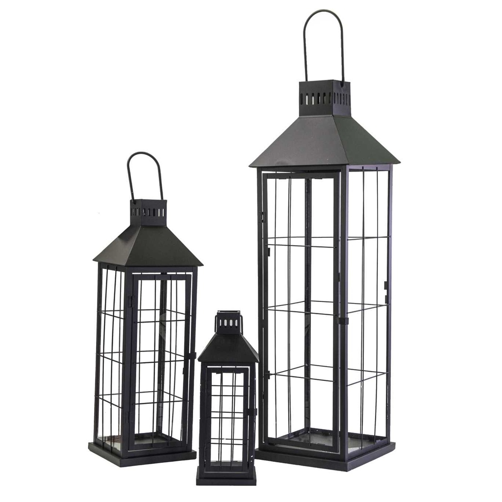 Lanterna metallo 1-3 nero quadro cm26x26h87,5