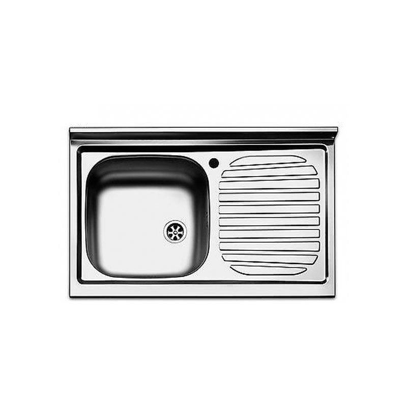 Lavello cucina vasca con gocciolatoio dx acciaio da appoggio 50x90 cm