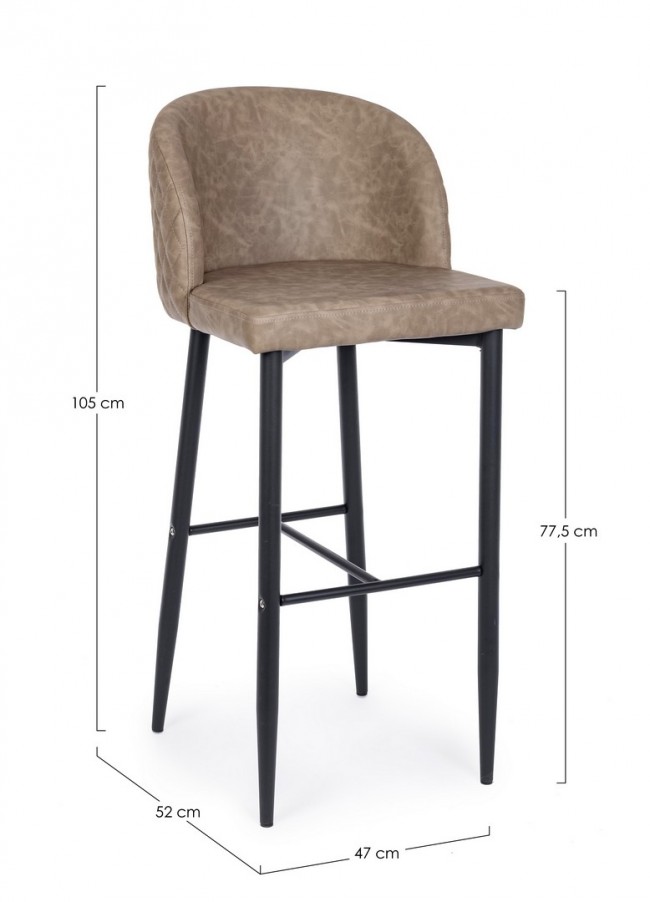 Sgabello bar tortora in ecopelle stile design