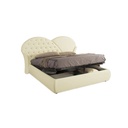 Letto matrimoniale c/contenitore in ecopelle crema  215x220xh.122 cm