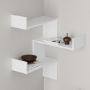 Libreria angolare a parete con 3 livelli bianca H 90 x P 22 x L 60 cm