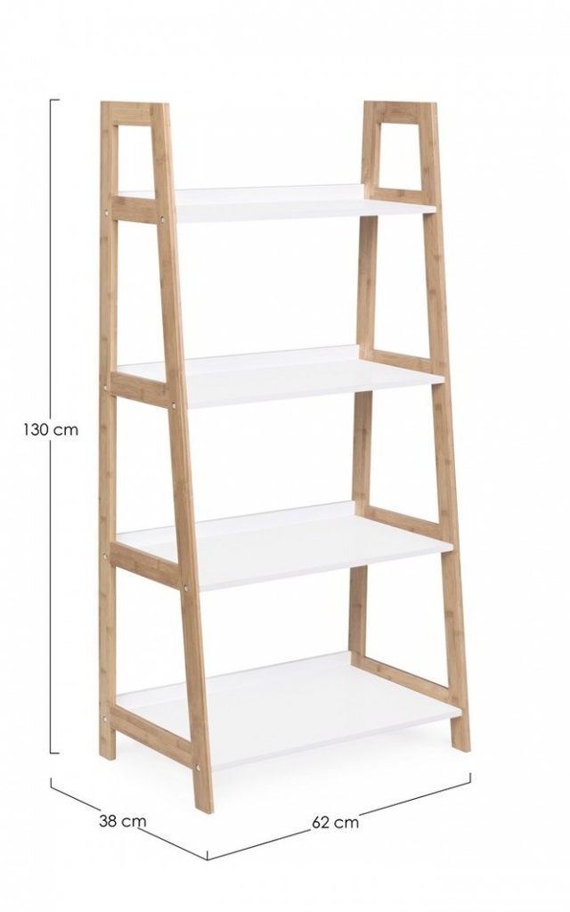 Libreria in legno di bamboo quattro ripiani BROOKLYN 62x38x h130 cm