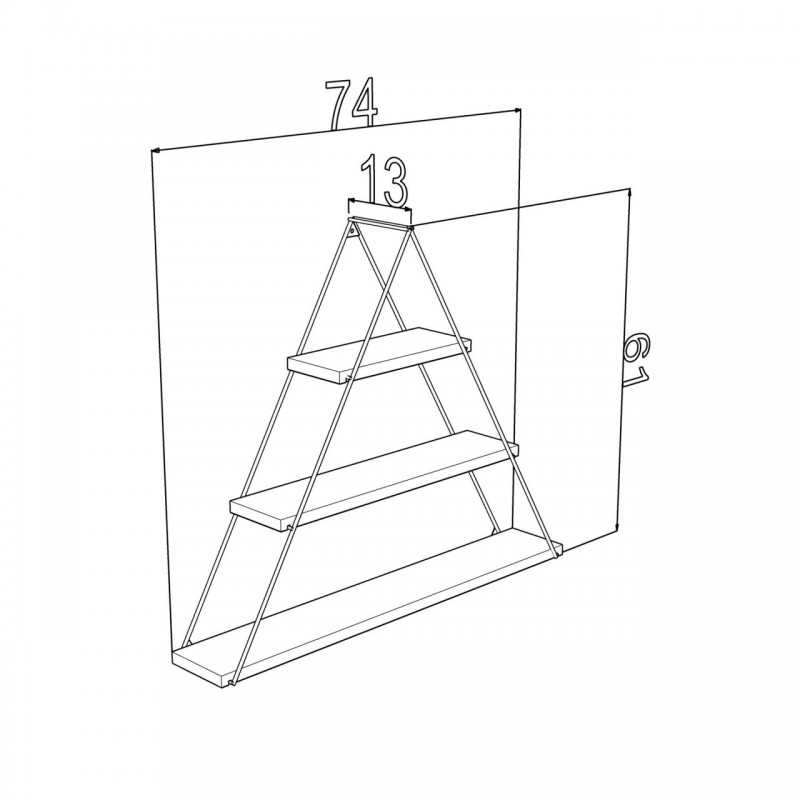 Libreria muro triangolare bacheca piramide bianca cm  cm 74 x 13 x 61h