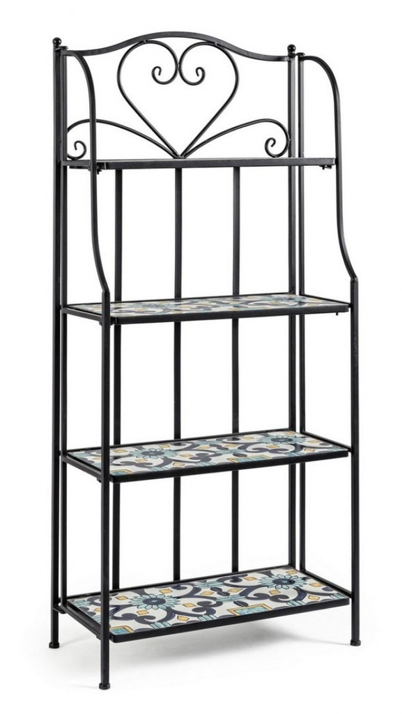 Libreria pieghevole Positano 4 piani in metallo stile country cm 57x28x133h