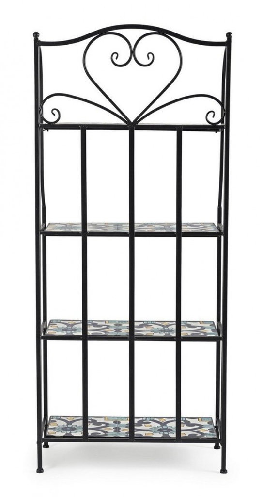 Libreria pieghevole Positano 4 piani in metallo stile country cm 57x28x133h