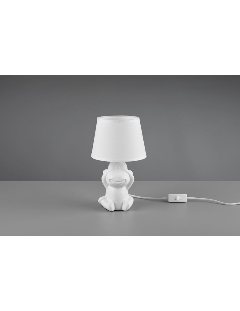 Lume Da Tavolo Abu Ceramica Scimmietta &quot;Non Vedo&quot; Bianco Trio Lighting