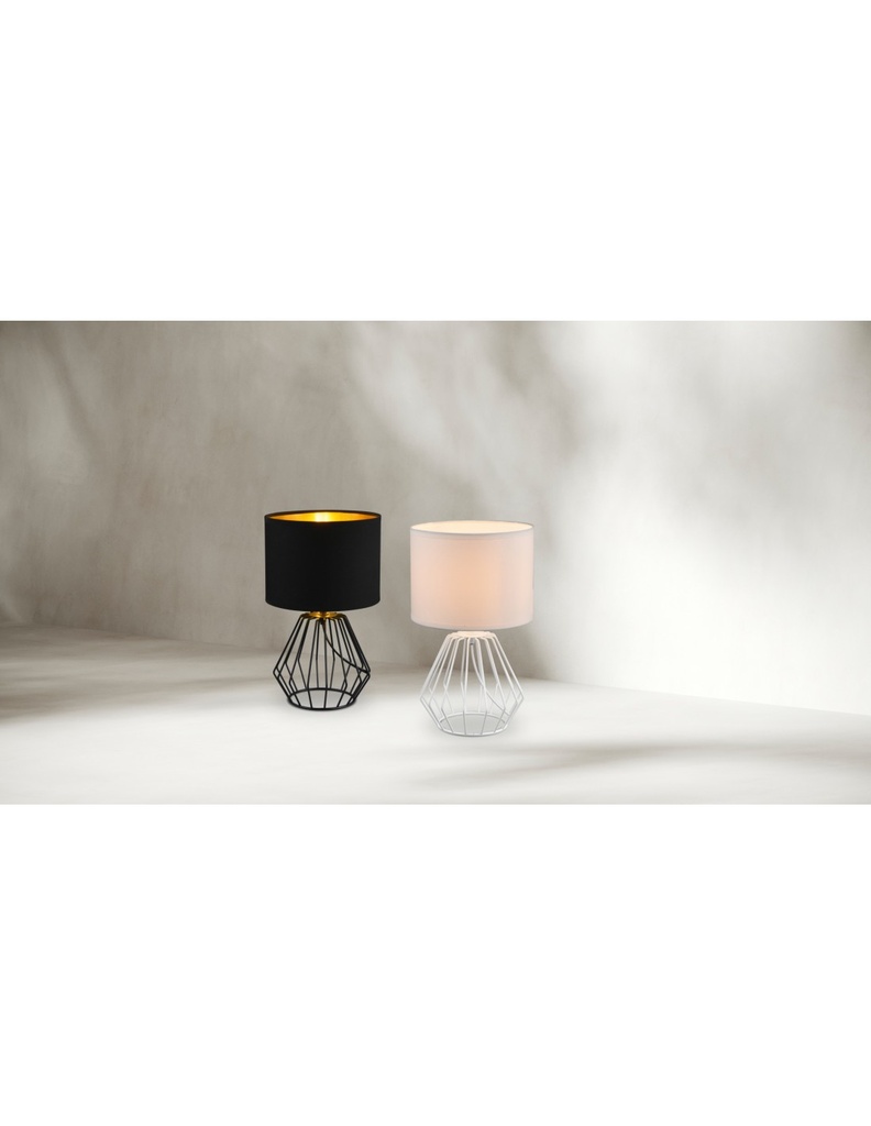 Lumetto Chuck Base Metallica Geometrica Paralume Nero E Oro Trio Lighting