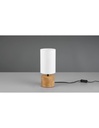 Lumetto Comodino Woody Rotondo Base Legno Paralume Bianco Trio Lighting