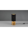 Lumetto Comodino Woody Rotondo Base Legno Paralume Nero Trio Lighting