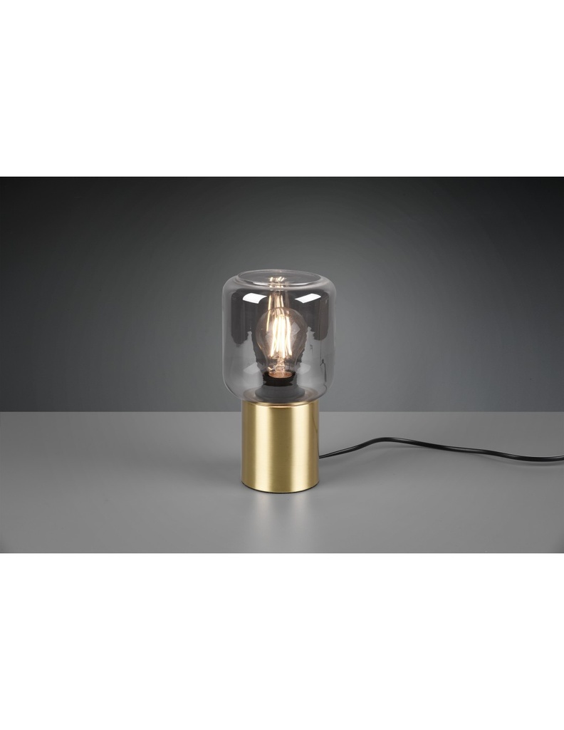 Lumetto Moderno Base Ottone e Paralume Vetro Fumé Trio Lighting