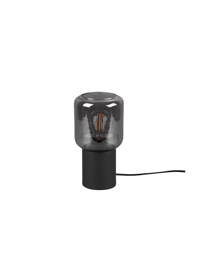 Lumetto Nico Base Cilindro Nero e Paralume Vetro Fumè Trio Lighting