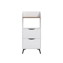 Mobile multiuso con cassetti bianchi e ripiano rovere L 60 x P 36 x H 136 cm