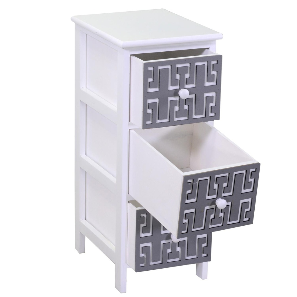 Mobiletto gianna cassettiera bianco grigio 3 cassetti cm26x32h63