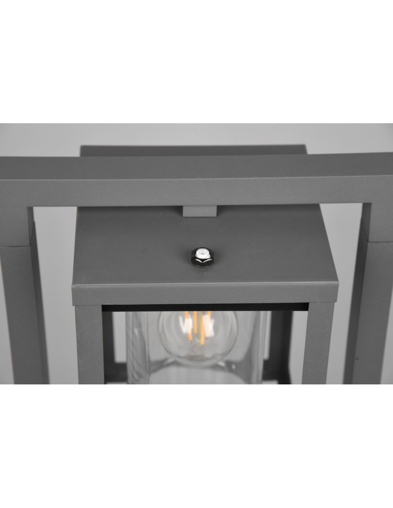 Paletto Lanterna Cilindro Vetro Lunga Antracite IP44 Sensore Crepuscolare Trio Lighting