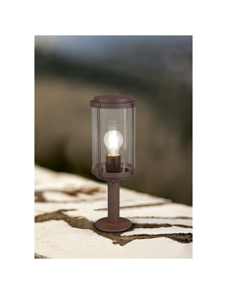 Paletto Tanaro IP44 Ruggine Con Vetro Lanterna H40 cm Trio Lighting